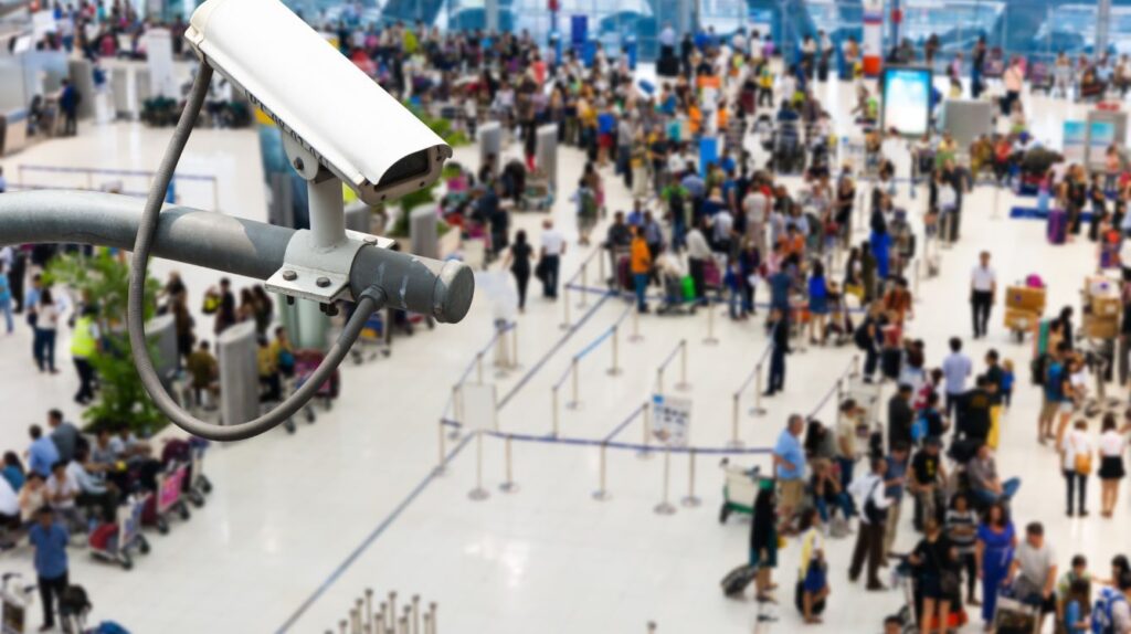 Image of CCTV camera at airport.