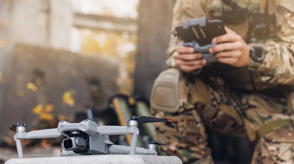 Sergeant flying drone.