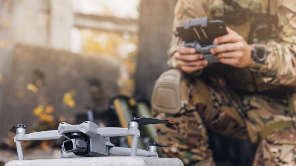 Sergeant flying drone.